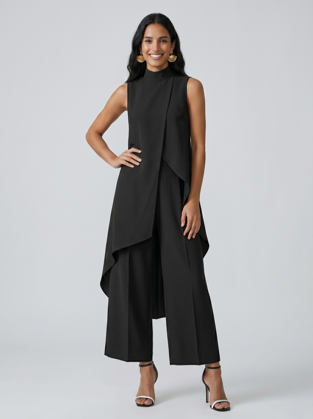 Sara | Haut Drapé Asymétrique & Pantalon Large