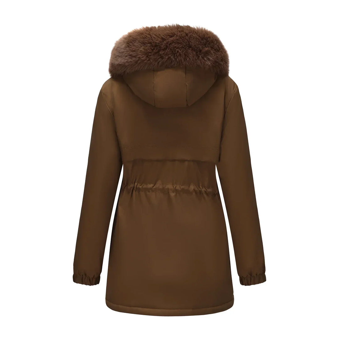 Grâce | Parka d'hiver élégante avec bord en fourrure